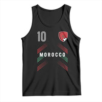 Morocco Soccer Sports Graphic Number 10 Jersey Style Tank Top Proud Moroccan Football Fans Game Day Maghreb Pride