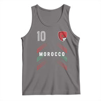 Morocco Soccer Sports Graphic Number 10 Jersey Style Tank Top Proud Moroccan Football Fans Game Day Maghreb Pride