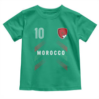 Morocco Soccer Sports Graphic Number 10 Jersey Style Toddler T Shirt Proud Moroccan Football Fans Game Day Maghreb Pride