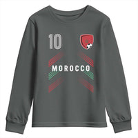Morocco Soccer Sports Graphic Number 10 Jersey Style Youth Sweatshirt Proud Moroccan Football Fans Game Day Maghreb Pride