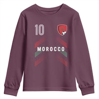 Morocco Soccer Sports Graphic Number 10 Jersey Style Youth Sweatshirt Proud Moroccan Football Fans Game Day Maghreb Pride