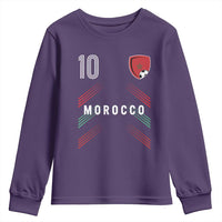 Morocco Soccer Sports Graphic Number 10 Jersey Style Youth Sweatshirt Proud Moroccan Football Fans Game Day Maghreb Pride