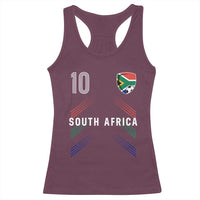 South Africa Soccer Sports Graphic Number 10 Jersey Style Racerback Tank Top Proud South African Football Fans Game Day Pride