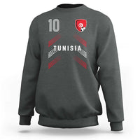 Tunisia Soccer Sports Graphic Number 10 Jersey Style Sweatshirt Proud Tunisian Football Fans Game Day Maghreb Pride
