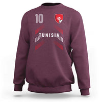 Tunisia Soccer Sports Graphic Number 10 Jersey Style Sweatshirt Proud Tunisian Football Fans Game Day Maghreb Pride