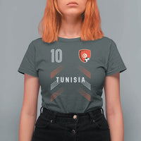 Tunisia Soccer Sports Graphic Number 10 Jersey Style T Shirt For Women Proud Tunisian Football Fans Game Day Maghreb Pride
