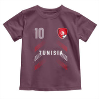 Tunisia Soccer Sports Graphic Number 10 Jersey Style Toddler T Shirt Proud Tunisian Football Fans Game Day Maghreb Pride