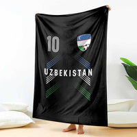 Uzbekistan Soccer Sports Graphic Number 10 Jersey Style Throw Blanket Proud Uzbek Football Fans Game Day Pride
