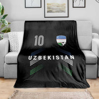 Uzbekistan Soccer Sports Graphic Number 10 Jersey Style Throw Blanket Proud Uzbek Football Fans Game Day Pride