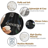 Uzbekistan Soccer Sports Graphic Number 10 Jersey Style Throw Blanket Proud Uzbek Football Fans Game Day Pride