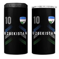 Uzbekistan Soccer Sports Graphic Number 10 Jersey Style 4 in 1 Can Cooler Tumbler Proud Uzbek Football Fans Game Day Pride