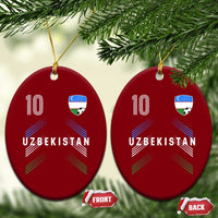 Uzbekistan Soccer Sports Graphic Number 10 Jersey Style Ceramic Ornament Proud Uzbek Football Fans Game Day Pride