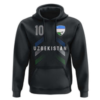 Uzbekistan Soccer Sports Graphic Number 10 Jersey Style Hoodie Proud Uzbek Football Fans Game Day Pride