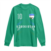 Uzbekistan Soccer Sports Graphic Number 10 Jersey Style Long Sleeve Shirt Proud Uzbek Football Fans Game Day Pride