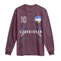 Uzbekistan Soccer Sports Graphic Number 10 Jersey Style Long Sleeve Shirt Proud Uzbek Football Fans Game Day Pride