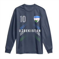 Uzbekistan Soccer Sports Graphic Number 10 Jersey Style Long Sleeve Shirt Proud Uzbek Football Fans Game Day Pride