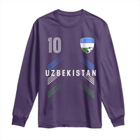 Uzbekistan Soccer Sports Graphic Number 10 Jersey Style Long Sleeve Shirt Proud Uzbek Football Fans Game Day Pride