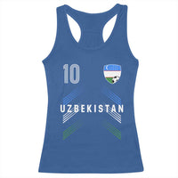 Uzbekistan Soccer Sports Graphic Number 10 Jersey Style Racerback Tank Top Proud Uzbek Football Fans Game Day Pride