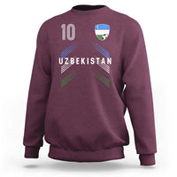 Uzbekistan Soccer Sports Graphic Number 10 Jersey Style Sweatshirt Proud Uzbek Football Fans Game Day Pride