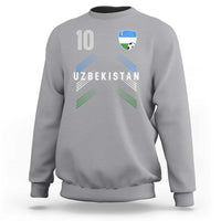 Uzbekistan Soccer Sports Graphic Number 10 Jersey Style Sweatshirt Proud Uzbek Football Fans Game Day Pride