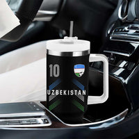 Uzbekistan Soccer Sports Graphic Number 10 Jersey Style Tumbler With Handle Proud Uzbek Football Fans Game Day Pride