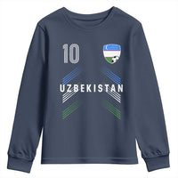 Uzbekistan Soccer Sports Graphic Number 10 Jersey Style Youth Sweatshirt Proud Uzbek Football Fans Game Day Pride