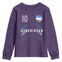 Uzbekistan Soccer Sports Graphic Number 10 Jersey Style Youth Sweatshirt Proud Uzbek Football Fans Game Day Pride