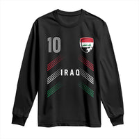 Iraq Soccer Sports Graphic Number 10 Jersey Style Long Sleeve Shirt Proud Iraqi Football Fans Game Day Pride