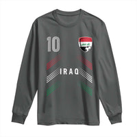 Iraq Soccer Sports Graphic Number 10 Jersey Style Long Sleeve Shirt Proud Iraqi Football Fans Game Day Pride