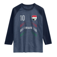 Iraq Soccer Sports Graphic Number 10 Jersey Style Raglan Shirt Proud Iraqi Football Fans Game Day Pride