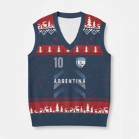 Argentina Soccer Sports Graphic Number 10 Jersey Style V-Neck Knit Sweater Vest Proud Argentine Football Fans Game Day Pride