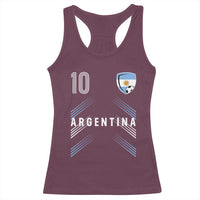 Argentina Soccer Sports Graphic Number 10 Jersey Style Racerback Tank Top Proud Argentine Football Fans Game Day Pride