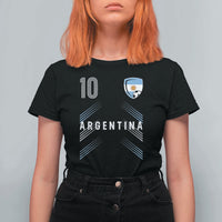 Argentina Soccer Sports Graphic Number 10 Jersey Style T Shirt For Women Proud Argentine Football Fans Game Day Pride