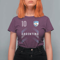 Argentina Soccer Sports Graphic Number 10 Jersey Style T Shirt For Women Proud Argentine Football Fans Game Day Pride