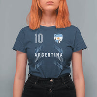 Argentina Soccer Sports Graphic Number 10 Jersey Style T Shirt For Women Proud Argentine Football Fans Game Day Pride