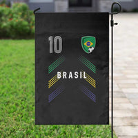 Brasil Number 10 Soccer Shield Graphic Jersey Style Garden Flag Retro Futbol Football Fans Sports Lover