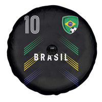 Brasil Number 10 Soccer Shield Graphic Jersey Style Spare Tire Cover Retro Futbol Football Fans Sports Lover
