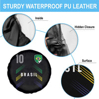 Brasil Number 10 Soccer Shield Graphic Jersey Style Spare Tire Cover Retro Futbol Football Fans Sports Lover