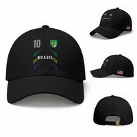 Brasil Number 10 Soccer Shield Graphic Jersey Style Baseball Cap Retro Futbol Football Fans Sports Lover