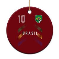 Brasil Number 10 Soccer Shield Graphic Jersey Style Ceramic Ornament Retro Futbol Football Fans Sports Lover