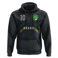 Brasil Number 10 Soccer Shield Graphic Jersey Style Hoodie Retro Futbol Football Fans Sports Lover