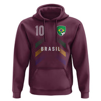 Brasil Number 10 Soccer Shield Graphic Jersey Style Hoodie Retro Futbol Football Fans Sports Lover