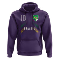 Brasil Number 10 Soccer Shield Graphic Jersey Style Hoodie Retro Futbol Football Fans Sports Lover