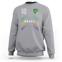 Brasil Number 10 Soccer Shield Graphic Jersey Style Sweatshirt Retro Futbol Football Fans Sports Lover