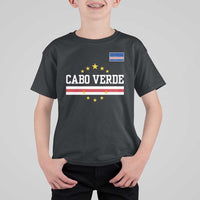 Cabo Verde Athletic Varsity Style T Shirt For Kid Cape Verde Flag Stars National Pride