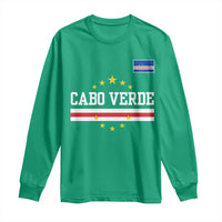 Cabo Verde Athletic Varsity Style Long Sleeve Shirt Cape Verde Flag Stars National Pride