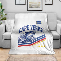 Cape Verde Blue Sharks Ocean Wave Graphic Throw Blanket Cabo Verde Pride Sports Fans
