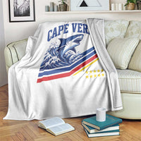 Cape Verde Blue Sharks Ocean Wave Graphic Throw Blanket Cabo Verde Pride Sports Fans