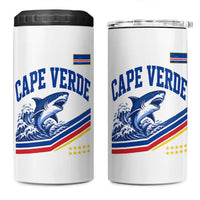 Cape Verde Blue Sharks Ocean Wave Graphic 4 in 1 Can Cooler Tumbler Cabo Verde Pride Sports Fans