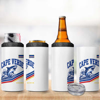 Cape Verde Blue Sharks Ocean Wave Graphic 4 in 1 Can Cooler Tumbler Cabo Verde Pride Sports Fans
